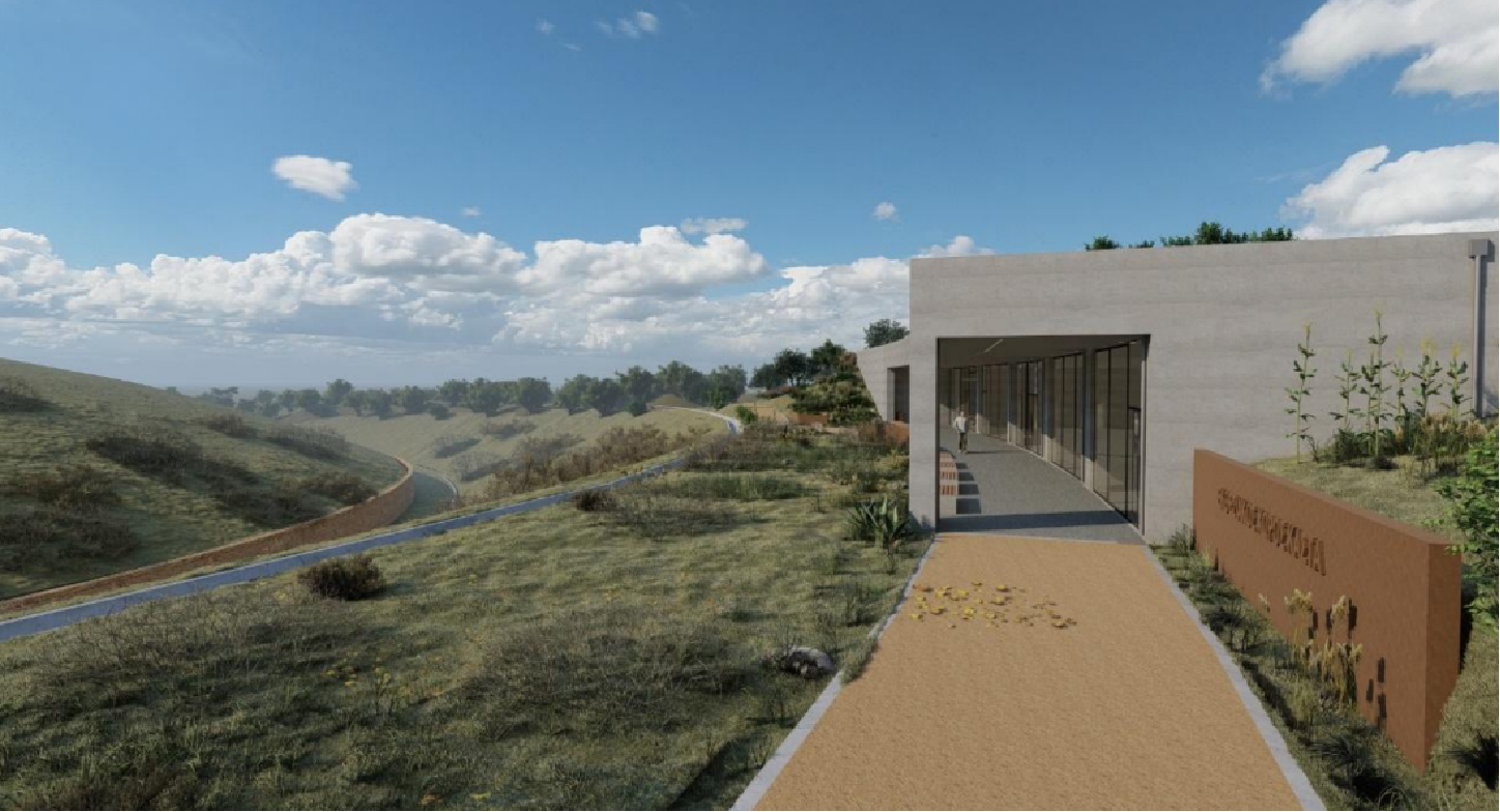 Φωτορεαλιστική απεικόνιση εξωτερικής άποψης του κτηρίου από δυτικά